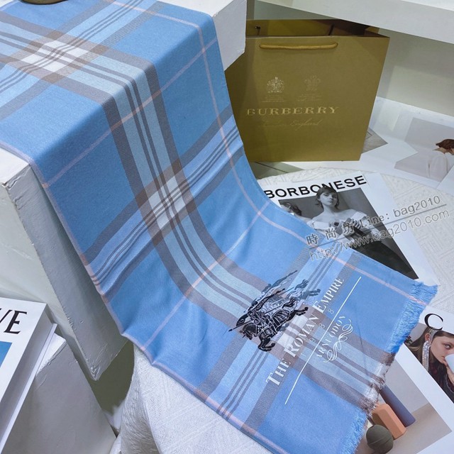 Burberry經典寬格混紡大規格披肩經典格子披肩圍巾 巴寶莉2021新款女士棉絨圍巾  mmj1322